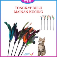 Tongkat Lonceng Bulu Mainan Kucing Bulu Ayam Cat Toys Berbulu Hewan Peliharaan PTT