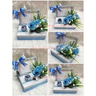 gubahan frame mas kahwin c/w bekas cincin ( blue +grey)