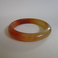 Nephrite Burmese Honey Jade Bracelet Inner Ring Size 62mm Width 13mm Round Shape Flat Belly Suitable