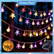 20/30/100LED Solar LED String Light Crystal Ball Star Moon Outdoor Waterproof Lampu Raya Garden Deco