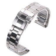 20mm 22mm Middle Polished Stainless Steel Watch Band Waterproof Diving Metal Strap for Seiko Silver Bracelet  Wristband Folding Buckle