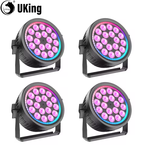 U'King 1/2/4Pcs 200W Quiet Par Lights 18X10W RGBW LED 16.7M+ Colors Stage Lihghts With RGB Ring DMX5