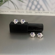 Bông tai đá Mèo Hello Kitty 2 size lớn nhỏ cho Bé gái - Hoa tai bạc cao tuổi TTA Jewlery - BB009