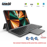 3 Channels Portable Wireless Bluetooth 5.2 Tablet keyboard with Touchpad Foldable Case for Windows Android IOS ipad Phone