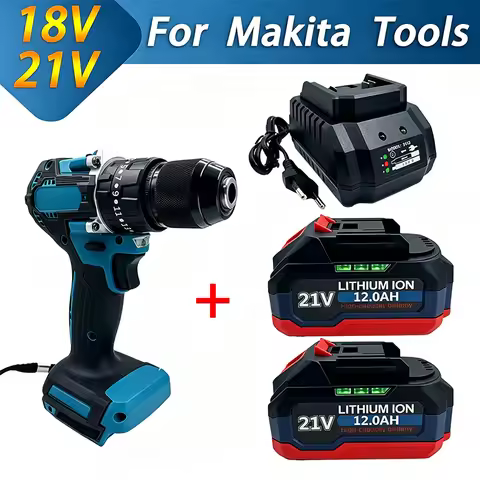 High Capacity 21V 9Ah 12Ah Rechargeable Lithium Ion Battery with Charger For Makita BL1830 BL1840 BL