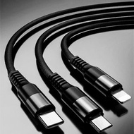 **包郵** 黑色 Micro + Type C + Lightning 三合一USB充電線 (1.2m) [平行進口]