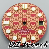 DZ 28.5mm Luminous Watch Dial Black Red Face Silver Gold Edge Index fit NH34 NH35 movement fit 3 ocl