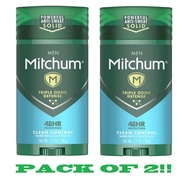 Mitchum Antiperspirant Deodorant Stick for Men, Triple Odor Defense Invisible Solid, 48 Hr Protection, Dermatologist Tested, Clean Control, 2.7 oz