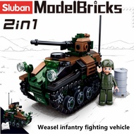 245PCS Sluban 0750 Military Tank Wiesel AWC 1 Airborne Combat Vehicle Army Tank Building Block Legoi