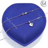 Kalung Perak Asli Silver Wanita 925 Lapis Emas Putih dengan Liontin Love - Perhiasan Perak Wanita -