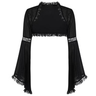 Dark Lace Gothic Blouse with Trumpet Sleeves - Lolita Inspired Waistcoat