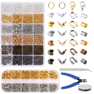 Crimp Beads Covers Kit with Bead Crimping Pliers Tool Brass Crimp Beads Tips Knot Covers Kit for For