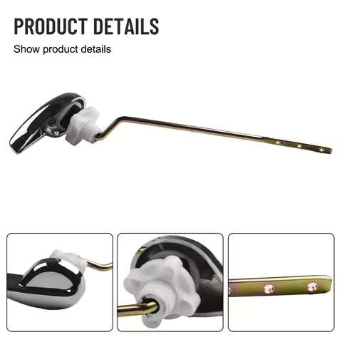 Side Mount Toilet Flush Lever Handle Angle Fit For Toilet Tank Chrome Flush Valve Handle Bathroom To
