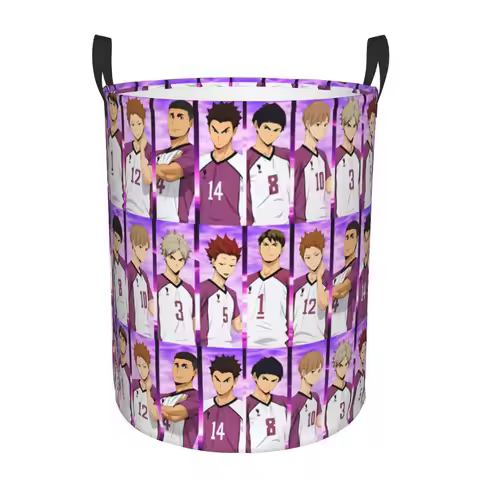 Ushijima Wakatoshi Haikyuu Goshiki Tsutomu Laundry Basket Semi Eita Tendo Satori Clothing Hamper Bat
