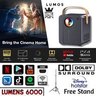 LUMOS RAY 17 Years Warranty  Smart Android Projector Y8 Mini 6000 Lumens HD 1080P 4K WiFi LED Projector for Home Theater
