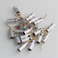 [NEW] 4PCS Banana Plug Nakamichi Gold Plated Speaker Cable Pin Angel Wire Screws Lock Connector For Musical HiFi Audio