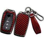 ontto Key Cover Fit for Toyota Key Fob,Metal Key Shell Carbon Texture Car Key Protector for BZ4X Pri
