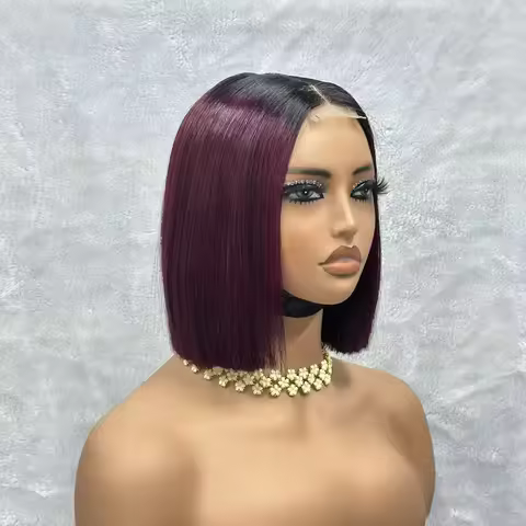 2x6 Vietnam Raw Bone Straight Bob Wig Human Hair 2x6 Lace Closure Bob Wigs T1B-99J Color Short Bob G