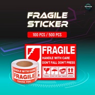 FRAGILE Sticker Fragile Label Warning Label 9cm*5cm 100PCS 500PCS [Ready Stock]