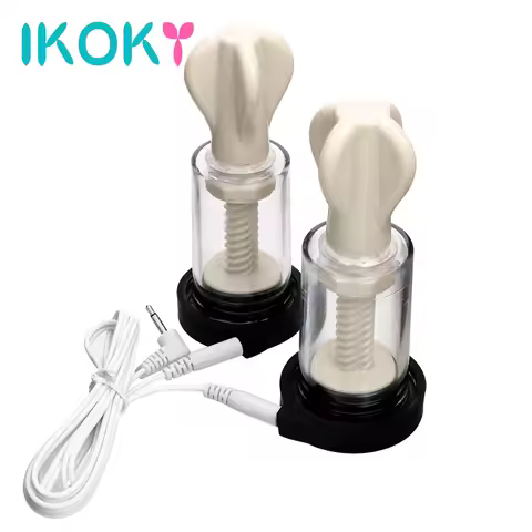 IKOKY Clitoris Massager 1 Pair Full Body Massager Electric Shock Nipple Sucker Breast Enlarger Nippl