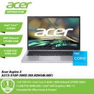 Acer Aspire 3 A315-510P-38RX - NX.KDHSM.00F - Pure Silver Laptop β 15.6β FHD IPS | Intel Core i3-N30