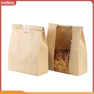 {bolilishp}  Coated Lining Bread Bags Clear Window Bread Bags 50pcs Food-grade Kraft Paper Bread Bags with Clear Window for Bakery Packaging Durable Toast Bag for Fresh Bread Stora