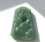 冰種油青翡翠龍牌項鍊 | 天然緬甸玉翡翠A貨 | 送禮