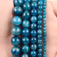3A Natural Blue Apatite Stone Round Gemstone Loose Spacer Bead For DIY