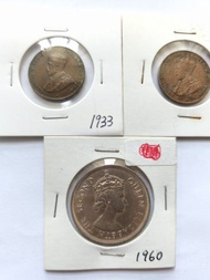 香港 ( 1933年喬治五世1仙x2個+1960年女皇1元)共3個.