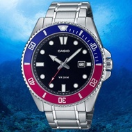 Casio MDV-107D-1A3 Duro Series Blue Red Bezel Stainless Steel Men's Sport Watch