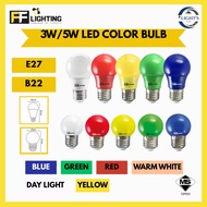 FFL LED COLOUR BULB 3W/5W E27/B22 DAY LIGHT/WARM WHITE/RED/YELLOW/GREEN/BLUE