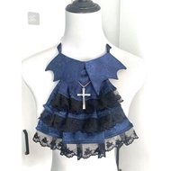 Black Bubble & Original Handmade Lolita Bib Scarf Blue Black Gothic Style Cosplay Tie