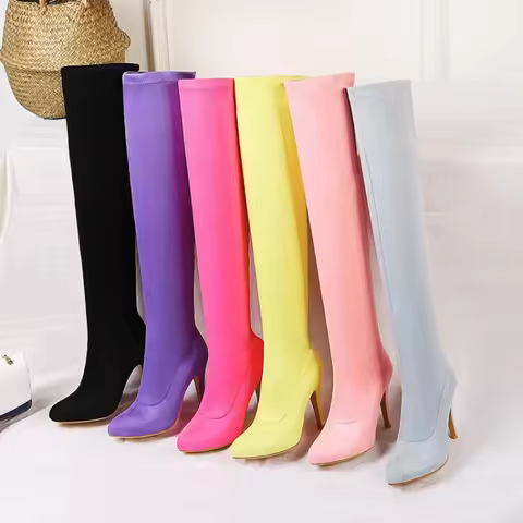 ORCHA LISA 2022 Thigh High Boots Color Over The Knee 9.5cm Purple Pink Big Size 43 14 Long Booties F