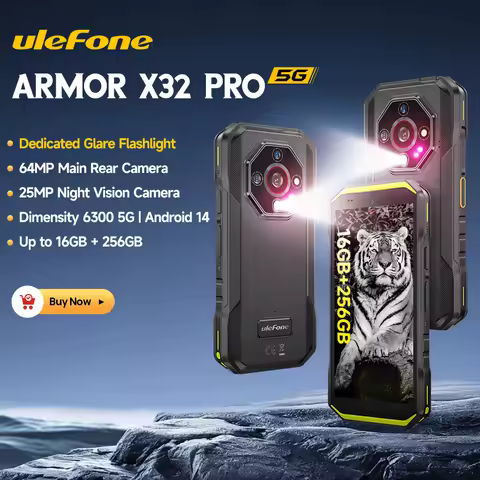 Ulefone Armor X32 Pro 5G Rugged Phone Android 14 16GB+256GB Dimensity 6300 Octa Core 64MP Camera NFC