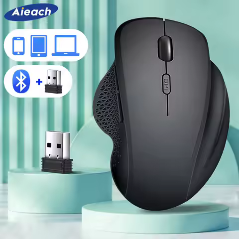 Dual Mode Wireless Mouse For Laptop/Notebook/Mac/Chromebook 1600 DPI Rechargeable Ergonomic Bluetoot