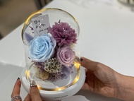 永生花康乃馨夜燈 藍紫 永生花夜燈  母親節禮物