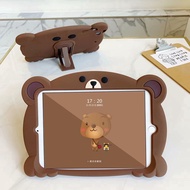 Brown Bear Silicone Case For Apple iPad2 iPad3 iPad4 air4 air5 10.9" air2 air3 mini1 mini2 mini3 mini4 mini5 iPad5 iPad6 iPad7th iPad8th iPad9 iPad10.2" Pro9.7 Pro11" Pro10.5 Cover