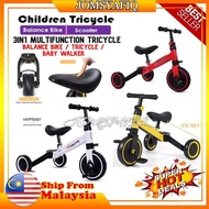 ( READY STOCK ) 3 in 1 Tricycle 3 Wheels Balance Bike Bicycle Walker Lightweight Children Balance Le