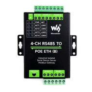 Industrial Isolated 4CH RS485 to POE ETH Ethernet Converter Support Modbus/MQTT/JSON Industrial DIN-