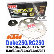 RK Sprocket Set KTM Duke 250 / RC250 520 KLO O-Ring Black / Gold Chain F13-15T R39-46T Duke250 Ranta