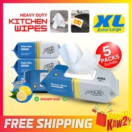 80PCS Extra Large Heavy Duty Kitchen Wet Wipes Multipurpose Cleaning Wipes Kain Lap Tisu Basah (5 PA