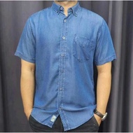 Kemeja Lelaki Short Sleeve Premium Quality Denim Shirt Size S-4XL Ready Stock