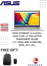 Asus VivoBook 14 A1404V-AAM171WS 14'' FHD Laptop Transparent Silver