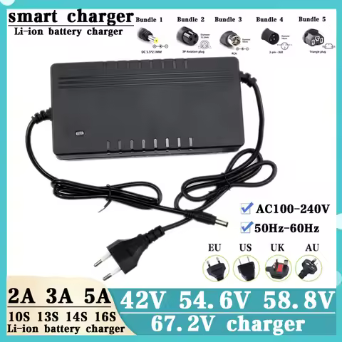 36V 48V 52V 60V 2A 3A 5A charger 42V 54.6V 58.8V 67.2V lithium-ion battery 10S 13S 14S 16S 2A 3A 5A 