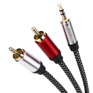 3.5mm to 2RCA Audio Cable 1.5ft,Nylon-Braided 3.5mm AUX to 2RCA Audio Cable for Stereo Receiver Spea