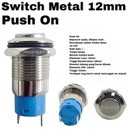 Original STAINLESS STEEL PUSH ON SWITCH 12 MM METAL SWITCH 12 MM PUSH ON 2 PIN 12VOLT SWITCH MOMENTA