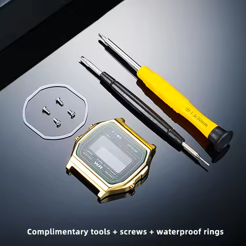 Metal watch case Replacement parts For Casio A158WE A159W F-91W Watch steel Case Mod kit Case A159 A
