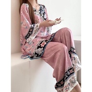 新中国传统新睡衣女花卉提花夏日常宫廷风家居服夏可外出套装Chinese Traditional Hanfu Child Clothing Kids Boy Performance Costume Gi