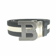 BALLY巴利 品牌LOGO 牛皮 板扣式皮帶 男款 CINTURA 黑色