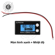 Đèn Báo Dung Lượng Pin Vôn Kế Đồng Hồ Đo Điện Áp Cho Ô Tô Xe Máy 12V 24V 48V 72V DC 8V-100V Axit Chì